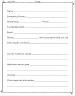 Image of a fillable card with categories for individual’s information on a white background with black font.